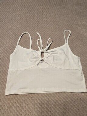SHEIN White Tie-Front Crop Tank